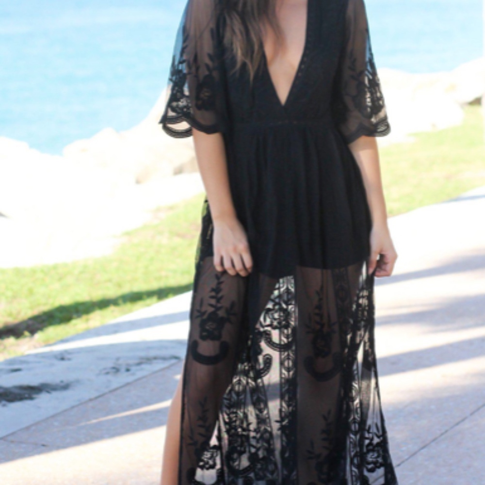 Black Lace Maxi Romper